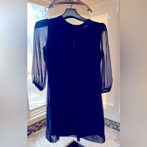 Eva Mendes Navy Shift Dress